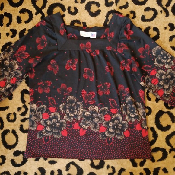 Vintage Loose Fit Floral Top, Large - Picture 7 of 14